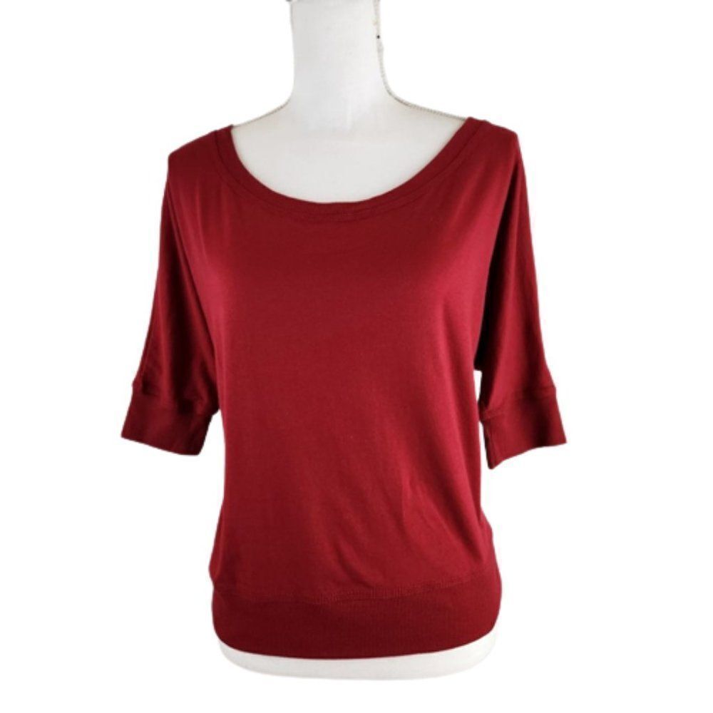 Artisan Apparel Deep Red Batwing Sleeve Knit Top Relaxed Scoop-Neck Women’s 3XL